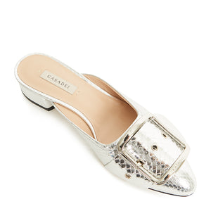 Casadei - Leather buckle-toe mules 20mm silver