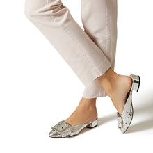 Load image into Gallery viewer, Casadei - Leather buckle-toe mules 20mm silver