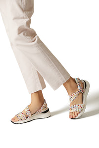 Casadei - Polka Dot Silk-blend Runner Sandals Multi-color