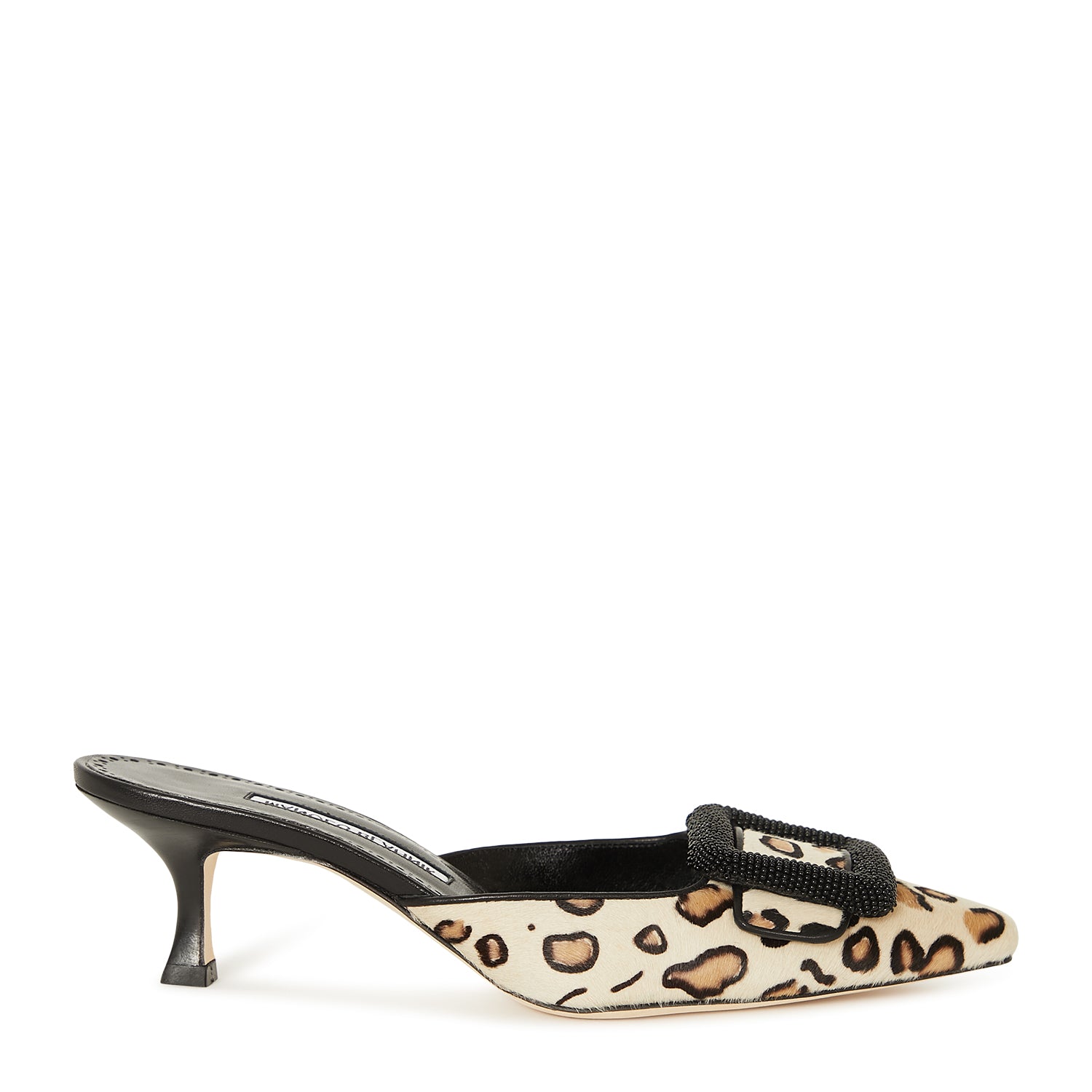 Manolo Blahnik Mafrisa 50 Calf Hair Mules Leopard Print