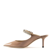 Load image into Gallery viewer, Jimmy Choo - Bing 65 Patent Leather Mules with Crystal Strap Nude