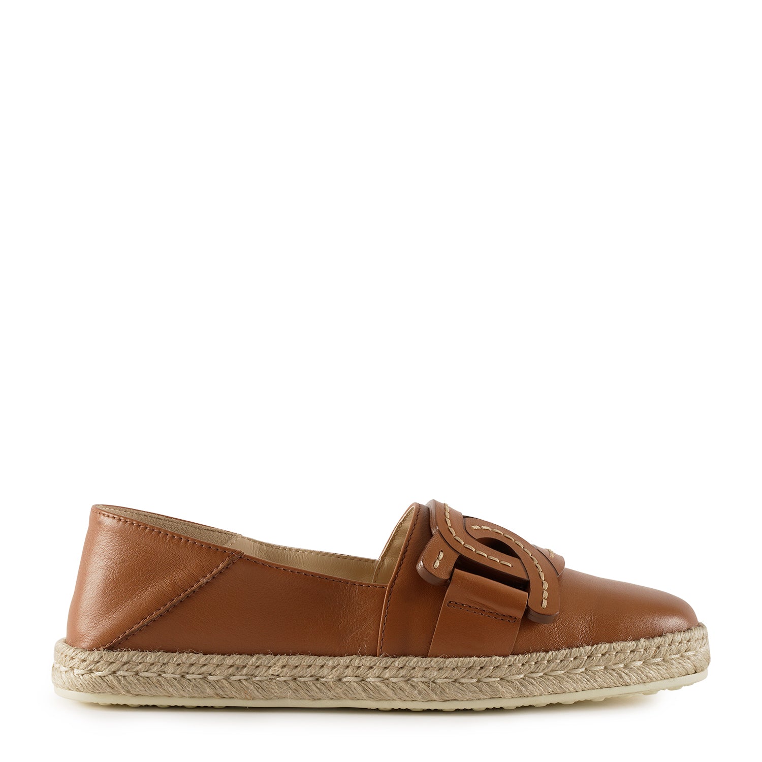 Tod's - Leather Chain Espadrilles Brown –